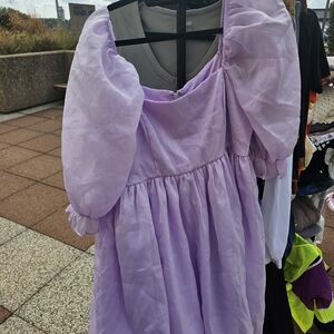 Lavender Puff Sleeve Kids Dress